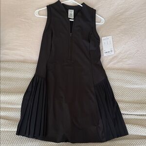 Athleta Black Sleeveless Dress with Pleated Skirt